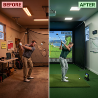 10/12/14Ft Outdoor Golf Training Simulator Cage Sports Practice Golf Simulator Enclosure with Impact Netting and All Poles — Before & After