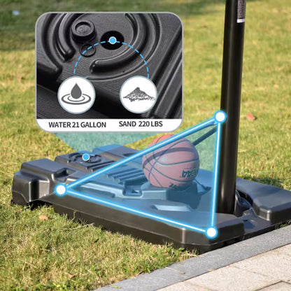 6.6 Ft. to 10 Ft. Adjustable Height Portable Basketball Hoop Goal Basketball System Basketball Equipment with Wheels