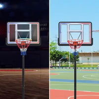 4.76 Ft. to 10 Ft. Black Metal Portable Basketball Hoop Height Adjustment with LED Lights