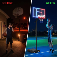 4.76 Ft. to 10 Ft. Black Metal Portable Basketball Hoop Height Adjustment with LED Lights — Before & After