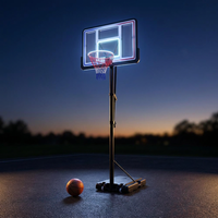 4.76 Ft. to 10 Ft. Black Metal Portable Basketball Hoop Height Adjustment with LED Lights — Studio Shot