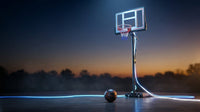 4.76 Ft. to 10 Ft. Black Metal Portable Basketball Hoop Height Adjustment with LED Lights — Lifestyle