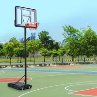 4.76 Ft. to 10 Ft. Black Metal Portable Basketball Hoop Height Adjustment with LED Lights