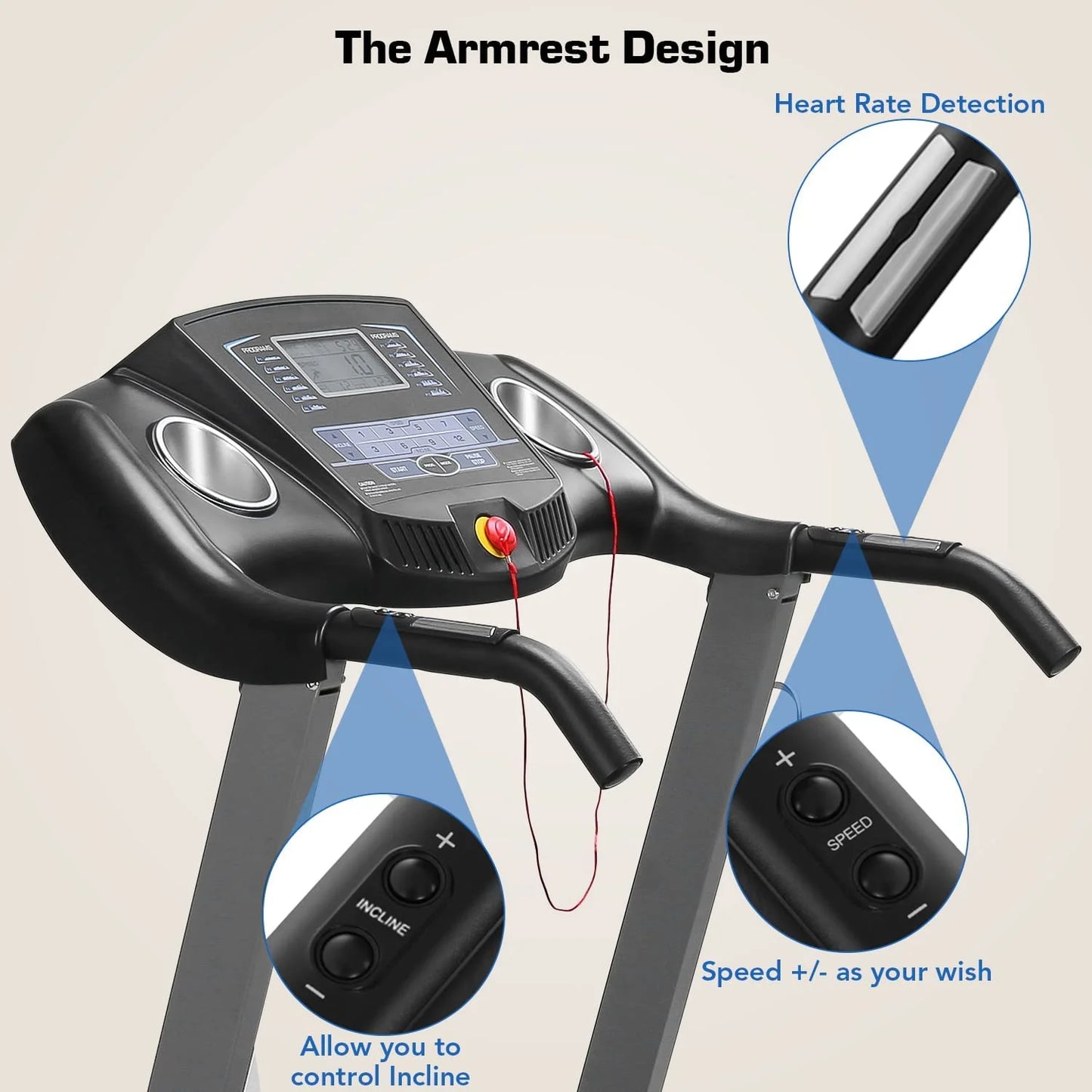 Treadmill 2.5HP Electric with 12Level Auto Incline Foldable Treadmill with LCD Monitor 220Lbs 8.5 Mph Speed Range for Home Gym Eercise Fitness