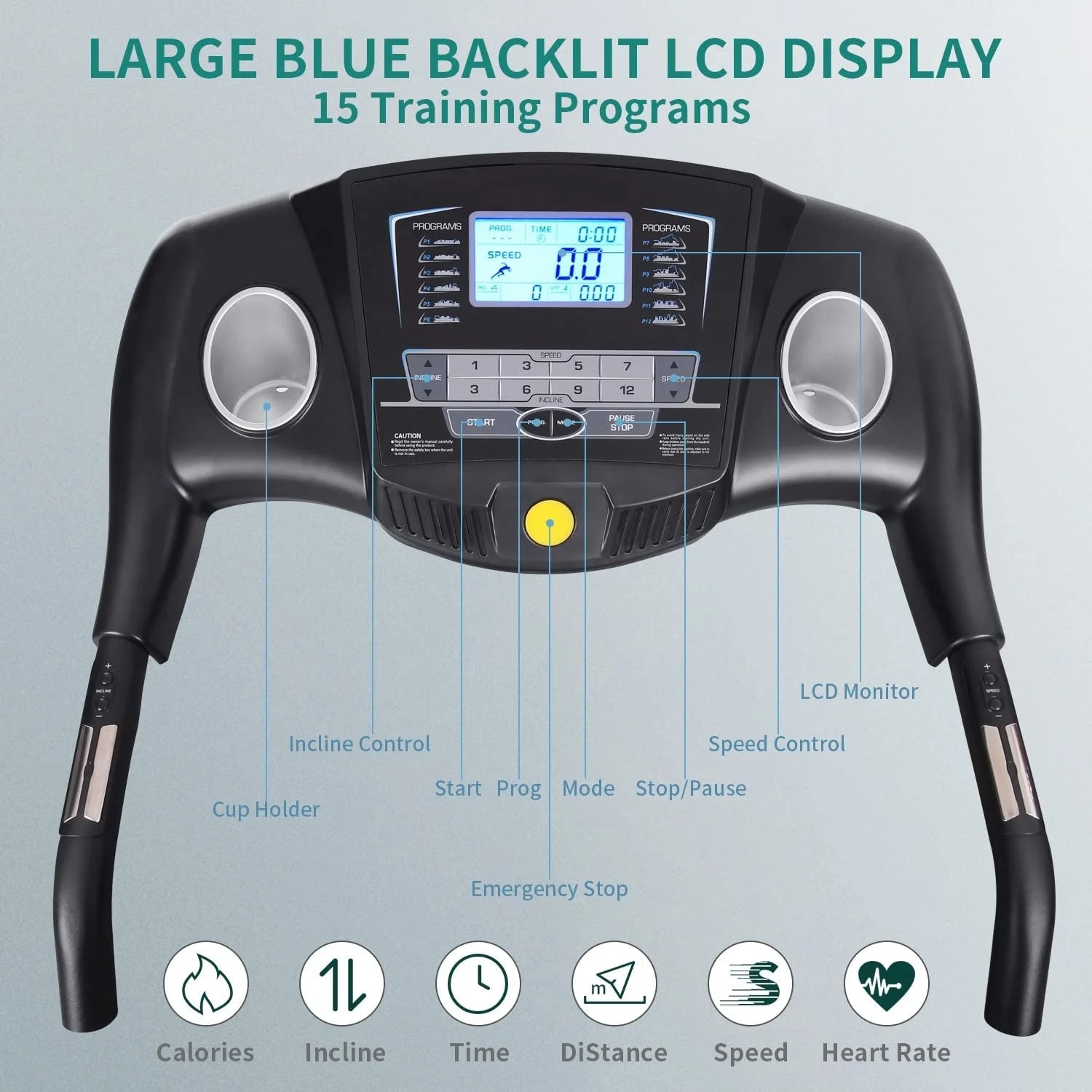 Treadmill 2.5HP Electric with 12Level Auto Incline Foldable Treadmill with LCD Monitor 220Lbs 8.5 Mph Speed Range for Home Gym Eercise Fitness