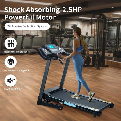 Treadmill 2.5HP Electric with 12Level Auto Incline Foldable Treadmill with LCD Monitor 220Lbs 8.5 Mph Speed Range for Home Gym Eercise Fitness