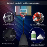 4.76 Ft. to 10 Ft. Black Metal Portable Basketball Hoop Height Adjustment with LED Lights