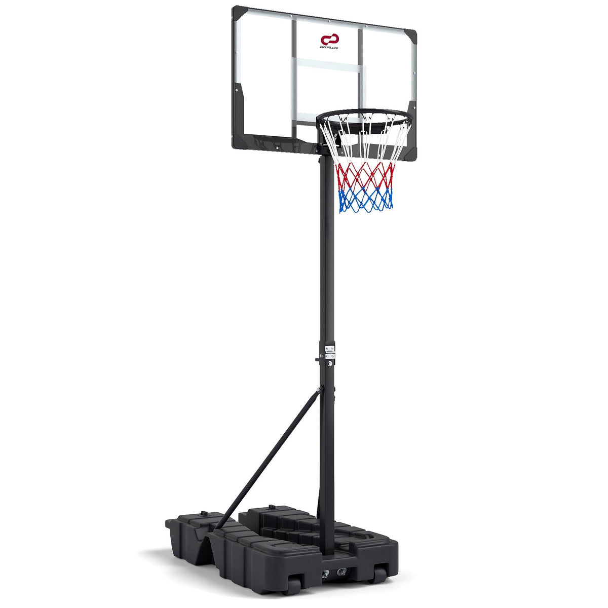 Portable Basketball Hoop with Foldable Pole & PC Backboard