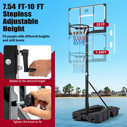Portable Basketball Hoop with Foldable Pole & PC Backboard