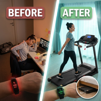 Folding Treadmills Walking Pad for Home Office, 2.5HP Treadmill with Incline Bluetooth Speaker 7.5MPH 265LBS Capacity Treadmill for Running — Before & After