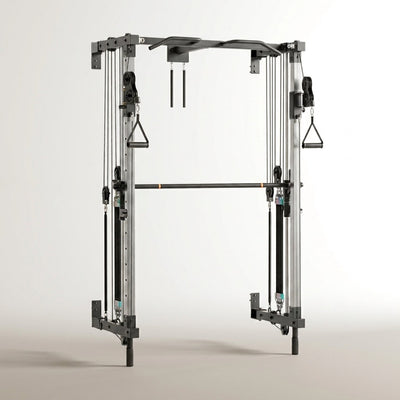 Wall-Mounted Smith Machine Designed for Complete Training, Folding Frame, Pulley System, Pull-Up Bar Included