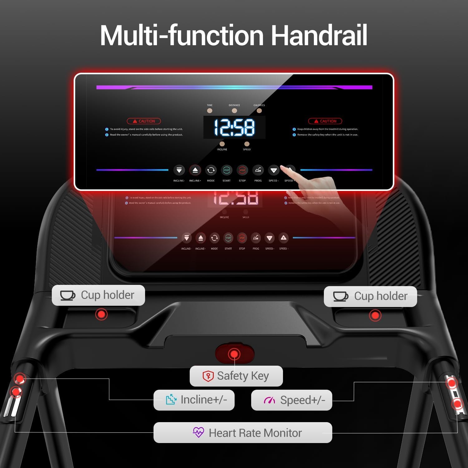 Fitness Treadmill with 20% Auto Incline | Treadmills for Home Folding with Pulse Sensors, 350/400LBS Capacity, Max 4.0HP Quiet Brushless & 8.0/8.7MPH