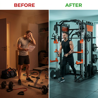 Home Gym Smith Machine Cable Crossover Weightlifting Sports Training — Before & After