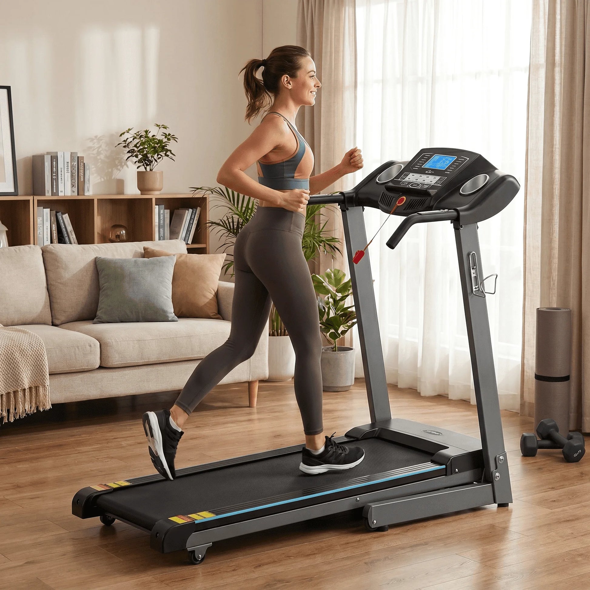 Treadmill 2.5HP Electric with 12Level Auto Incline Foldable Treadmill with LCD Monitor 220Lbs 8.5 Mph Speed Range for Home Gym Eercise Fitness