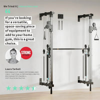 Wall-Mounted Smith Machine Designed for Complete Training, Folding Frame, Pulley System, Pull-Up Bar Included